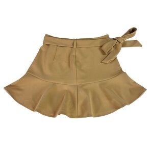 Forever 21‎ Beige Lined Belted Tie Front Circle Mini Skirt Womens Size XS